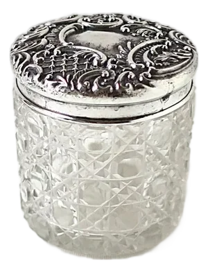 Antique English Sterling Silver Vanity or Bathroom Jar Box, Circa 19th-Century