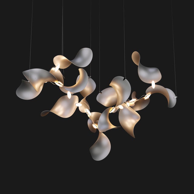 Dune 16 Cluster Chandelier with Silver Anodized Shades by Daniel Becker for Moss Objects For Sale - Image 9 of 11