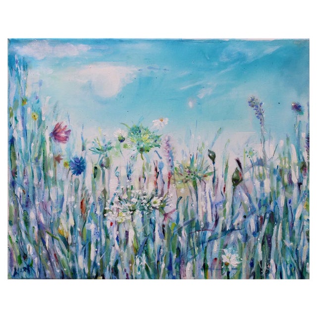 Marita Krumina, Grass, Acrylic & Oil on Canvas For Sale