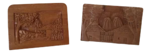 Hand Carved Wood Carvings - A Pair