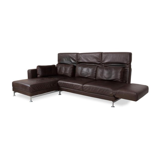 Moule Leather Corner Sofa in Brown Chrome with Manual Function from Brühl For Sale - Image 5 of 18