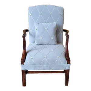 Vintage Light Blue Designer Fabric Martha Wahington Chippendale Chair With Pillow