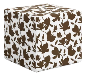 Spritely Home Corbett Ottoman in Silhouette Floral Chocolate