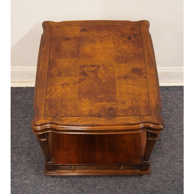 Wood Ethan Allen Collectors Classics 22" Pecan Rectangular Accent End Table W. Olive Ash Burl Veneer 13-8512 For Sale - Image 7 of 13
