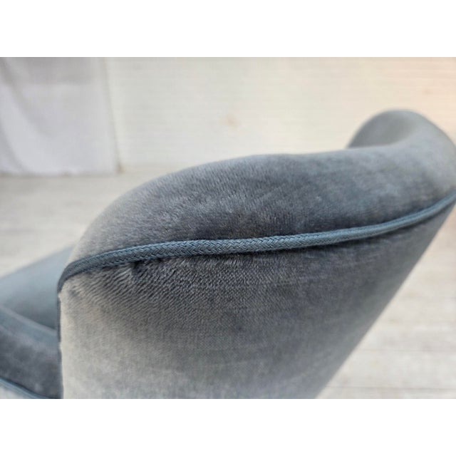 1960s Vintage Danish Lounge Chair in Furniture Velour and Beech Wood, 1960s For Sale - Image 5 of 18