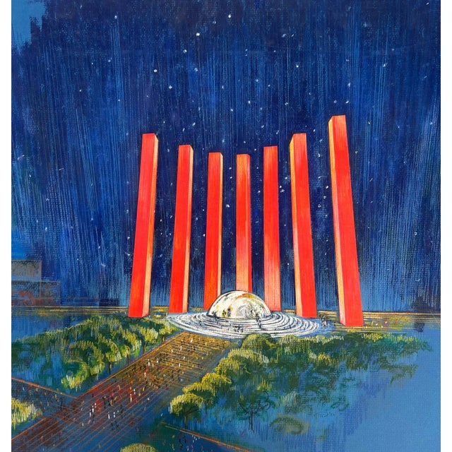 This is an original architectural drawing created by Tony Trezza in the mid-1970s as a concept for a monument for the...