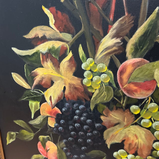 1960s Oil on Canvas Floral Still Life Fruits and Flowers Framed Signed by American Artist Katherin West For Sale In Washington DC - Image 6 of 12