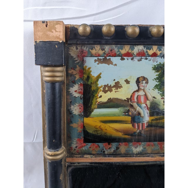 Circa 1830–1845 Empire Biedermeier Reverse-Painted Glass Mirror With Pastoral Scene For Sale - Image 10 of 16
