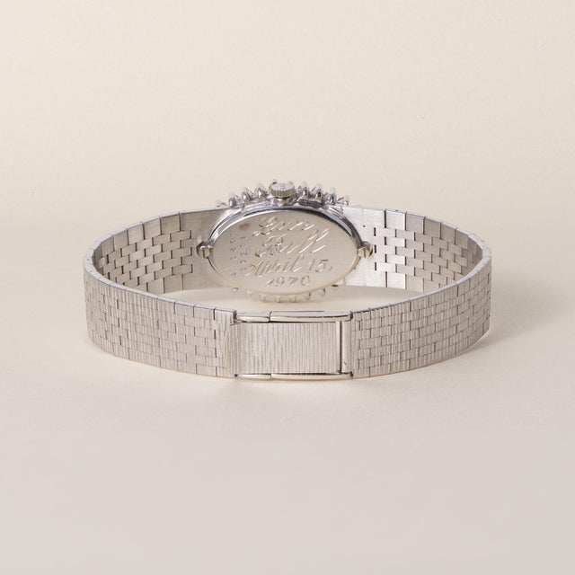 Chopard Vintage l.u.c Chopard Oval Opal Dial and Diamond Ladies 18k Gold Cocktail Watch For Sale - Image 4 of 8