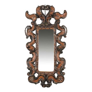 Florentine Mirror Carved Silver Decorated Red For Sale