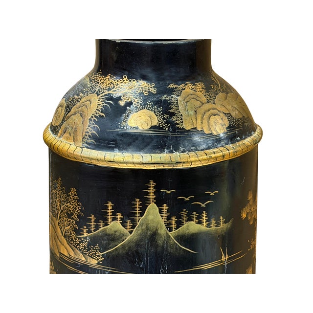 Vintage Chinese Export Black Lacquer Canister Urn Display Art Ws4954 For Sale - Image 11 of 13