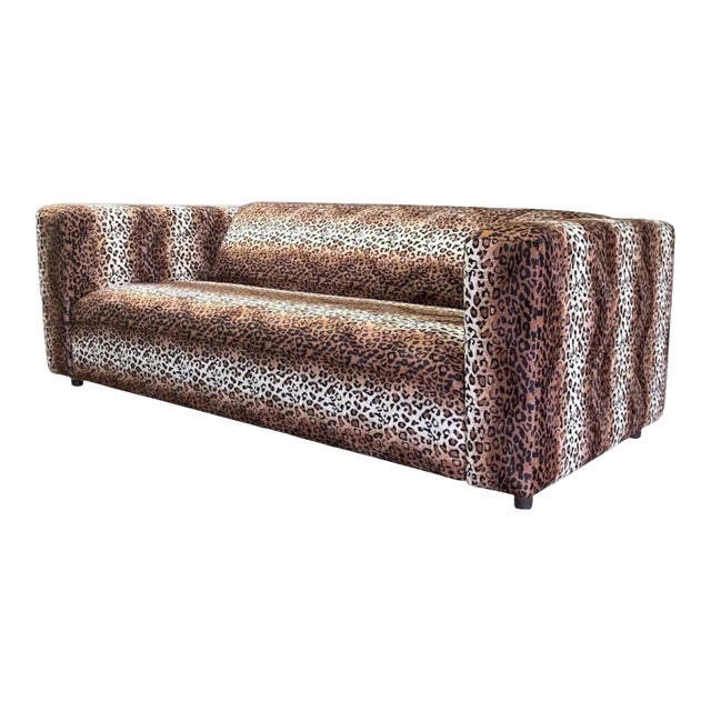 Wicked Elements Leopard Upholstered Modern Contemporary Sofa For Sale