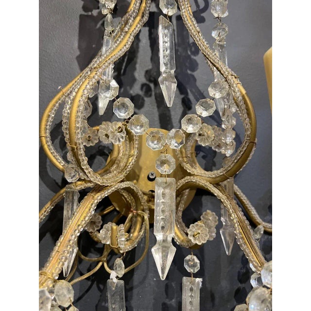 1940s Beaded Crystal Sconces - A Pair For Sale - Image 9 of 11