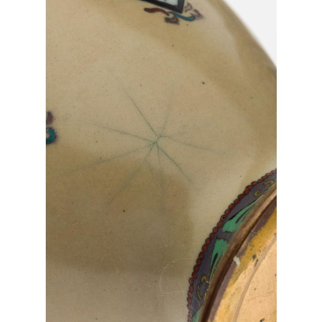 Pair Japanese Cloisonne Enamel Vases With Phoenix Panels Meiji Period For Sale - Image 10 of 10