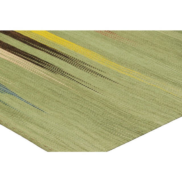Rug & Kilim’s Contemporary Kilim in Green With Colorful Geometric Patterns For Sale In New York - Image 6 of 8