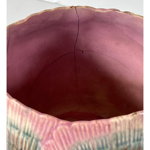 Majolica Antique 19th C Etruscan Majolica Pitcher Shell Seaweed Pattern 7" Tall C1890s For Sale - Image 4 of 7