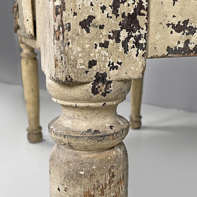 Antique Italian White Painted Wooden Dining Table with Two Drawers, 1800s For Sale - Image 16 of 18