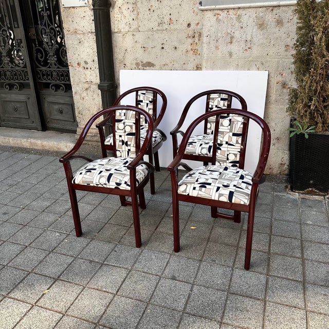 Art Deco Chairs in Upholstered in Euphoria Cubista from Misia Paris, France, 1970s, Set of 4 For Sale - Image 4 of 18