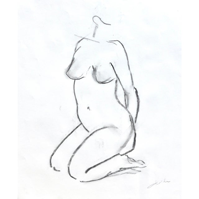 Martha Holden "Nude" Contemporary Charcoal Drawing For Sale - Image 4 of 4