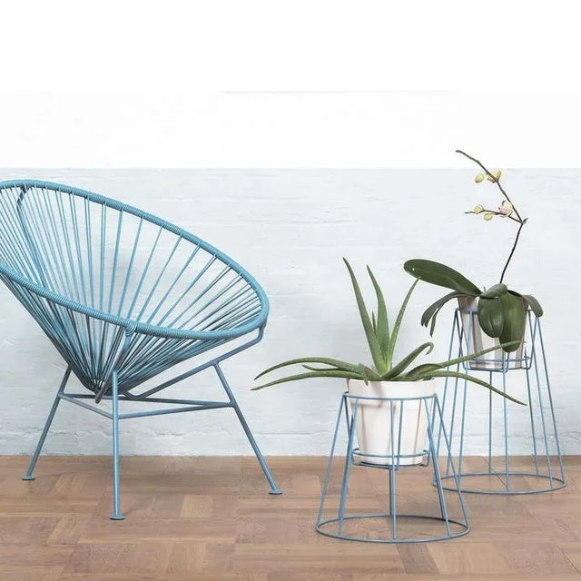 Small Pigeon Blue Cibele Plant Stands by OK Design, Set of 3 For Sale - Image 4 of 7