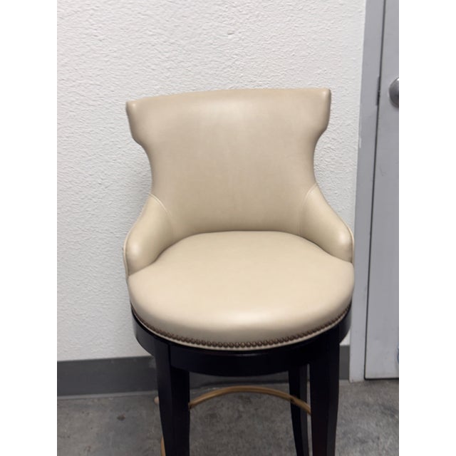 Traditional Century Furniture Tracy Leather Swivel Bar Stool For Sale - Image 3 of 12