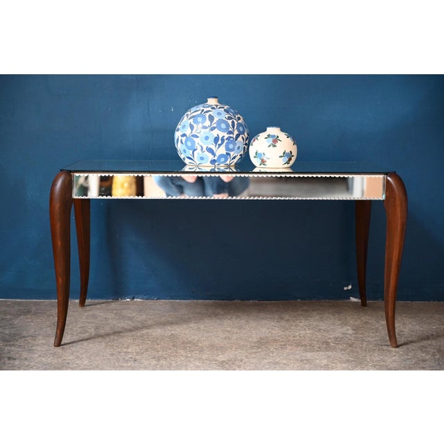 1940s Bohemian Chic Art Deco Coffee Table with Beveled Mirror, 1940s For Sale - Image 5 of 18