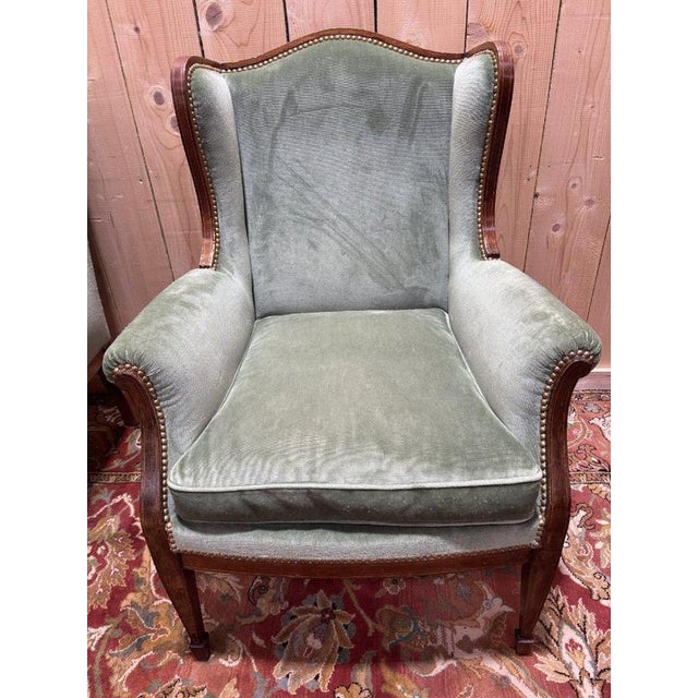 Louis XVI Style Wingback Armchairs, Set of 2 For Sale - Image 3 of 7