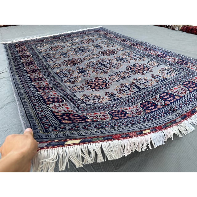 Fine Turkmen Khal Mohammadi Rug, Rare Grey Field - 6'5" X 5'0" For Sale - Image 4 of 13