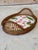 Absolutely charming vintage rattan tray featuring a custom flamingo decoupage insert. This piece blends classic woven...