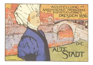 1897 Otto Fischer 'Dresden, Die Alte Stadt' Vintage Multicolor,Blue,Green Germany Lithograph