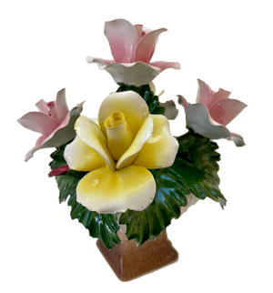 Vintage Italian Capodimonte Spring Flower Porcelain Centerpiece Bouquet Topiary