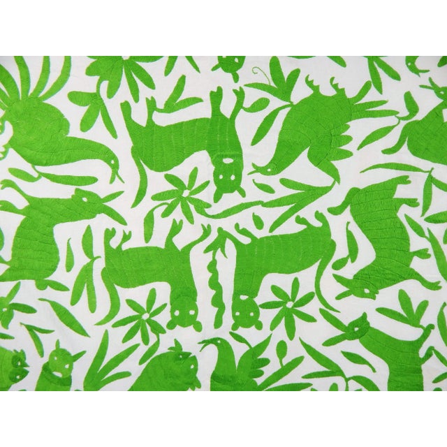 Wild Animals Green Embroidered Tapestry For Sale - Image 4 of 13