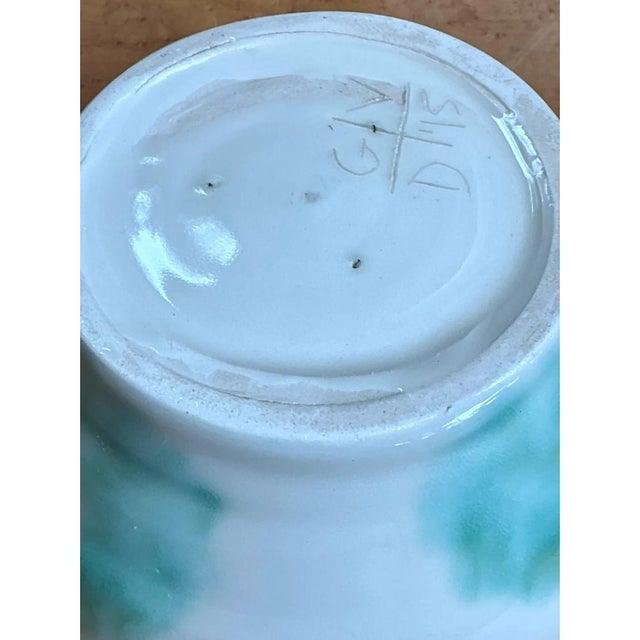 Mint Vintage Abstract Glazed Ceramic Bowl For Sale - Image 8 of 12