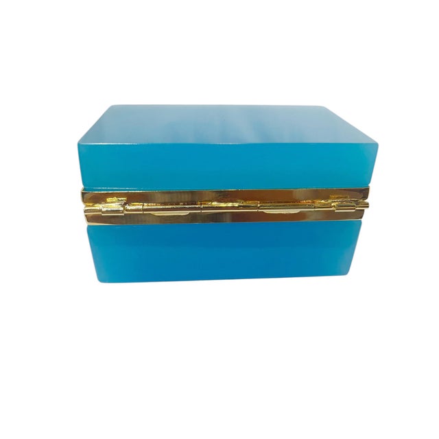1940s French Blue Opaline Rectangular Box For Sale - Image 5 of 5