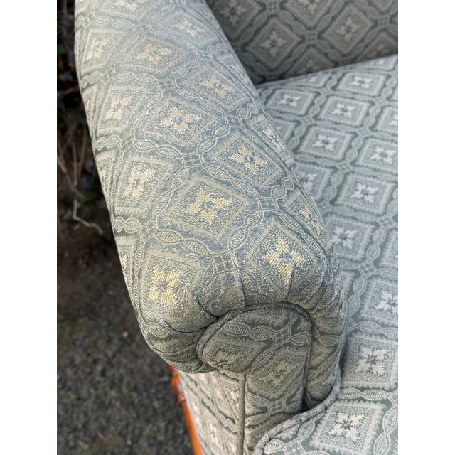Pistachio Vintage Georgian Style Upholstered Wingback Chairs - A Pair For Sale - Image 8 of 10