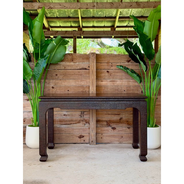 Harrison Van Horn Vintage Lacquered Raffia Ming Style Console Table For Sale - Image 12 of 12