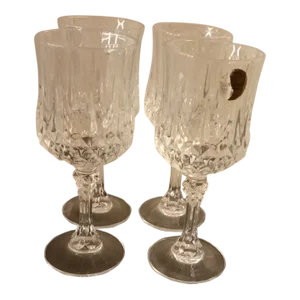 1980s Cristal D Arques Longchamp France Crystal Goblets- Set of 4