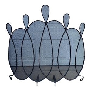 1960s Unique Black Wrought Iron Fireplace Screen
