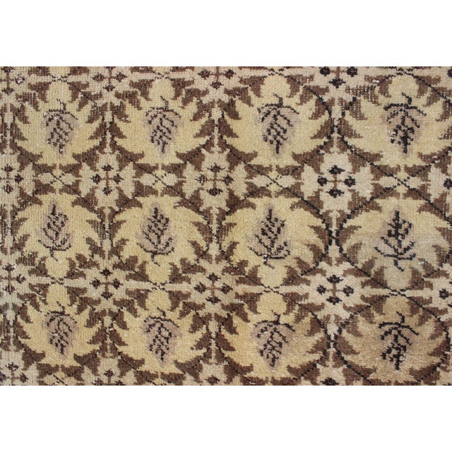 Vintage Art Deco Rug in Beige, Soft Yellow, Brown, and Soft Gray Tones For Sale - Image 9 of 11