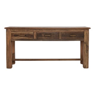 Rustic Salvaged Three-Drawer Console Table For Sale