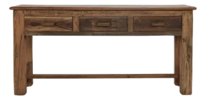 Rustic Salvaged Three-Drawer Console Table