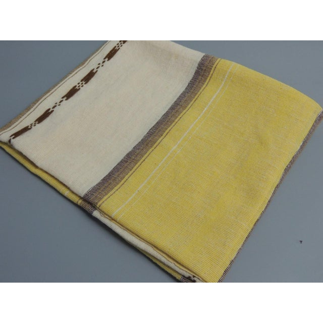 Vintage Large Yellow & Brown Sheer Woven Moroccan Textile For Sale In Tampa - Image 6 of 6