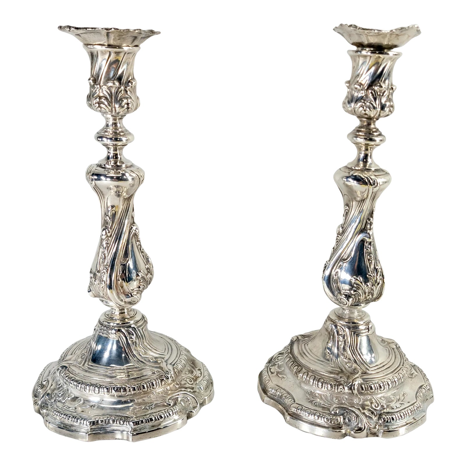 19th Century Pair of French White Bronze Louis XV Rococo Style ...