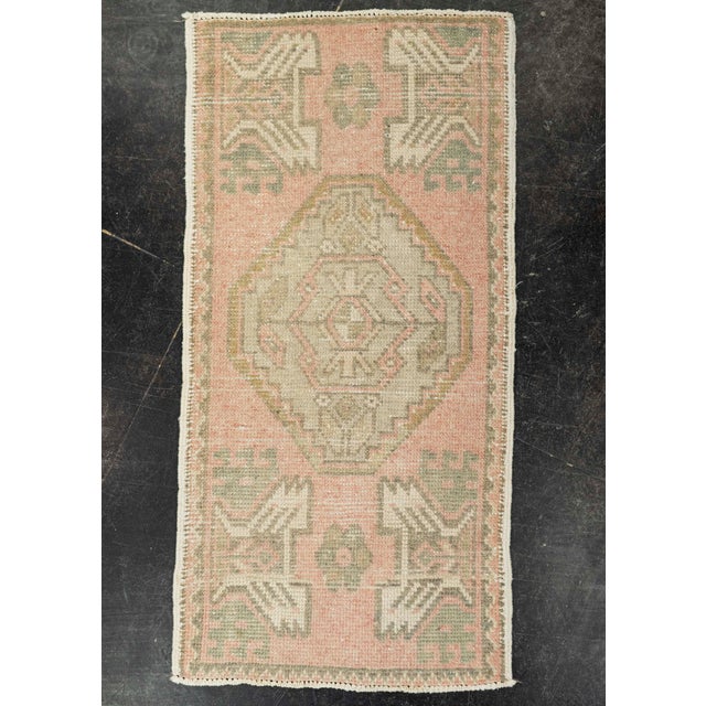Pink Turkish Mini Rug Oriental Hand Knotted Vintage Rug 1'7" x 3'2" #21161 For Sale - Image 8 of 8