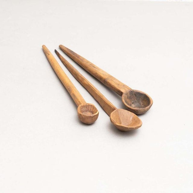 Traditional Pastoral Wooden Spoons, 1940s, Set of 3 For Sale - Image 4 of 18