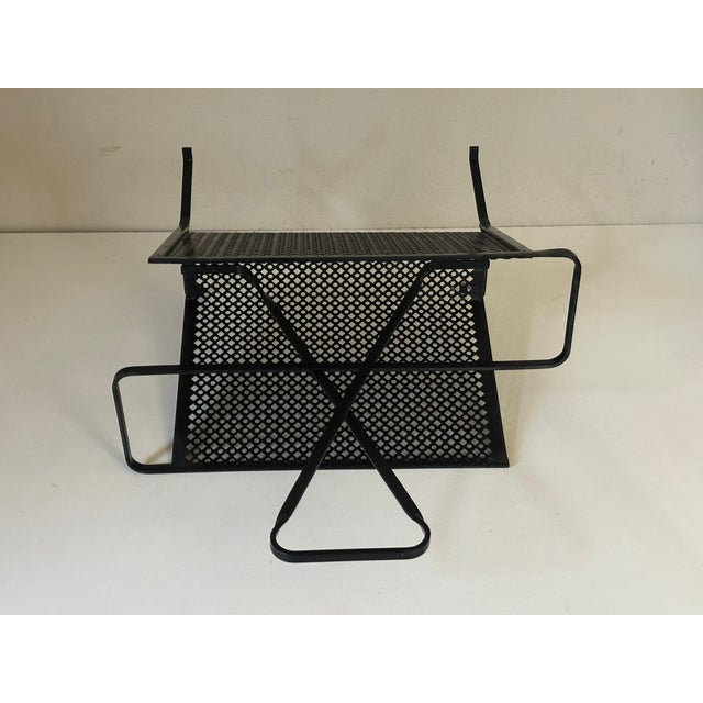 Black Vintage Perforated Metal Magazine Rack, 1960s For Sale - Image 8 of 15