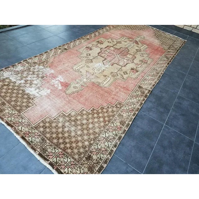 Orange 1960s Vintage Anatolian Area Wool Rug- 5′1″ × 11′9″ For Sale - Image 8 of 11