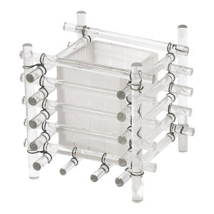 Art Deco Glass Rod & Frosted Square Glass Rod Cachepot