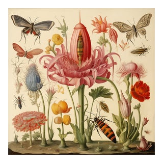 Insects and Flowers – Natural History Fine Art Print For Sale