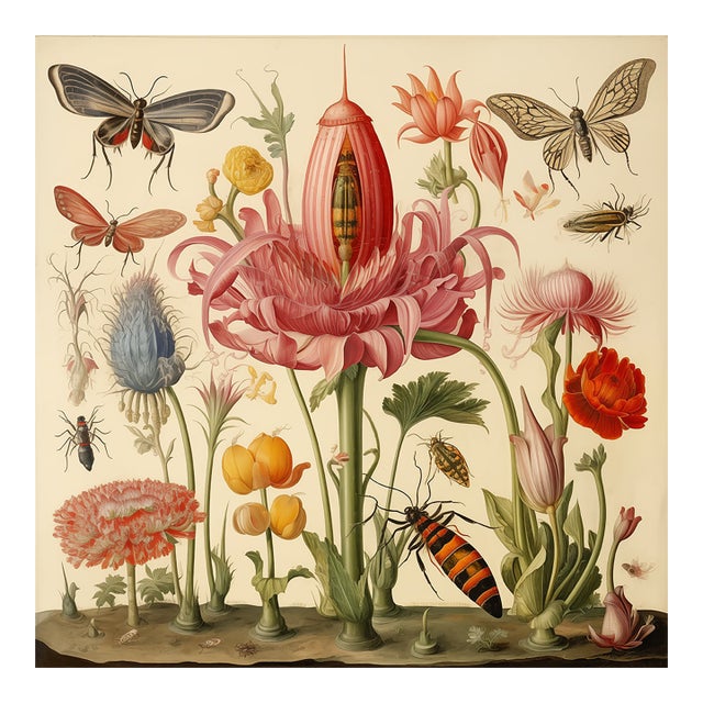 Insects and Flowers – Natural History Fine Art Print For Sale